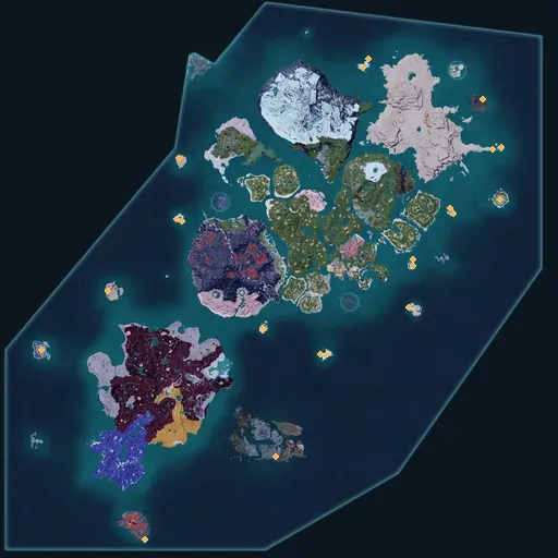 Distribution map of Affection fruit across Palworld