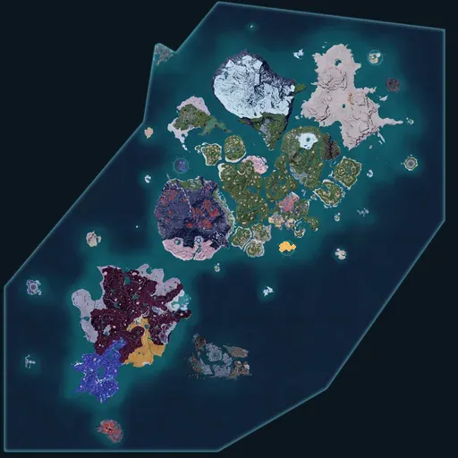 Distribution map of Ancient Bark across Palworld