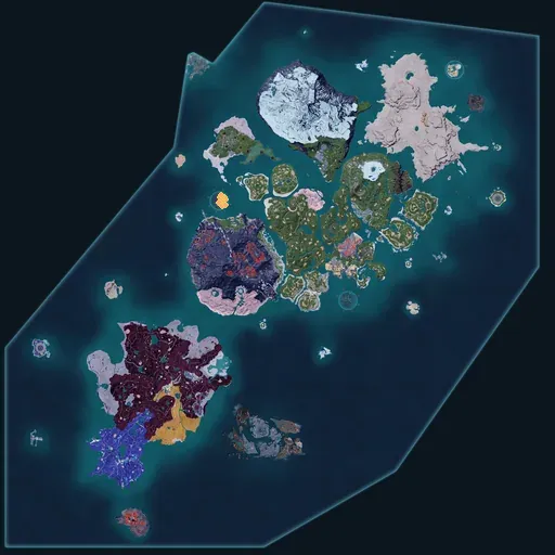 Distribution map of Ancient Lava across Palworld