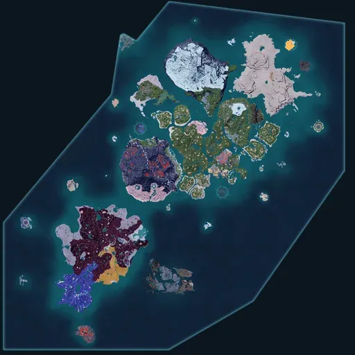 Distribution map of Ancient Remains across Palworld