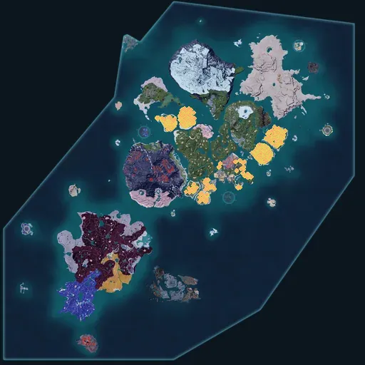 Distribution map of Red Berries across Palworld