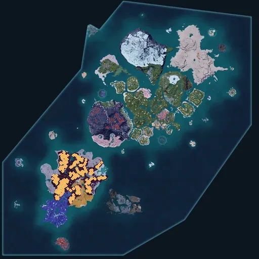 Distribution map of Chromite across Palworld