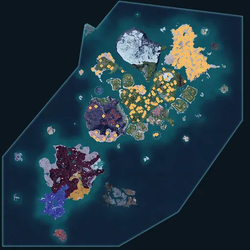 Distribution map of Coal across Palworld