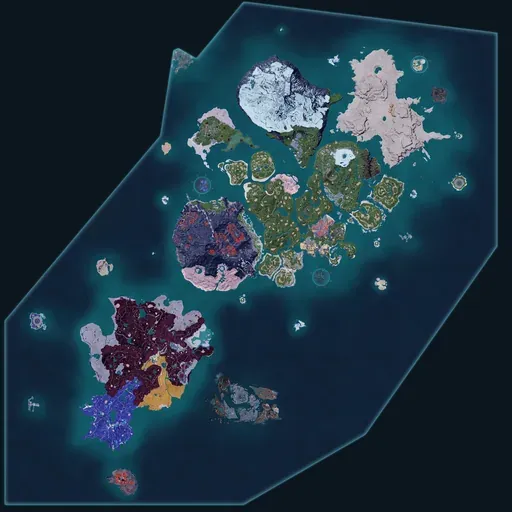 Distribution map of Dog coins across Palworld