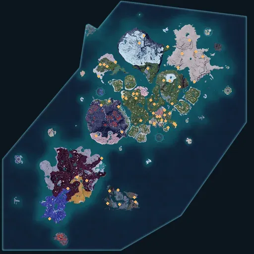 Distribution map of Journal notes across Palworld