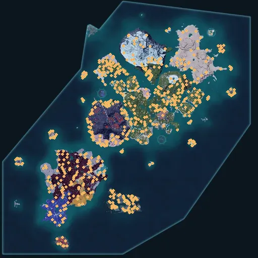 Distribution map of Junk piles across Palworld