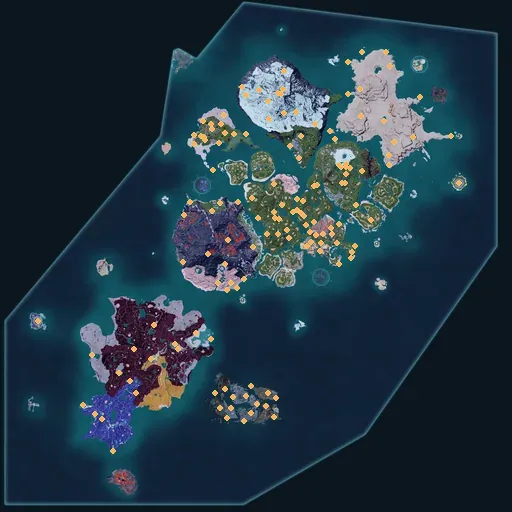 Distribution map of Lifmunk Effigies across Palworld