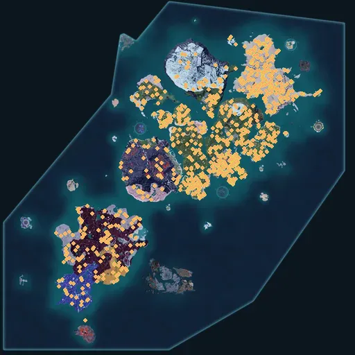 Distribution map of Stone across Palworld