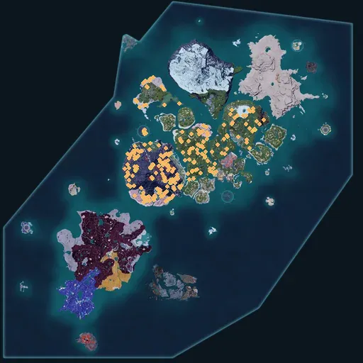 Distribution map of Sulfur across Palworld